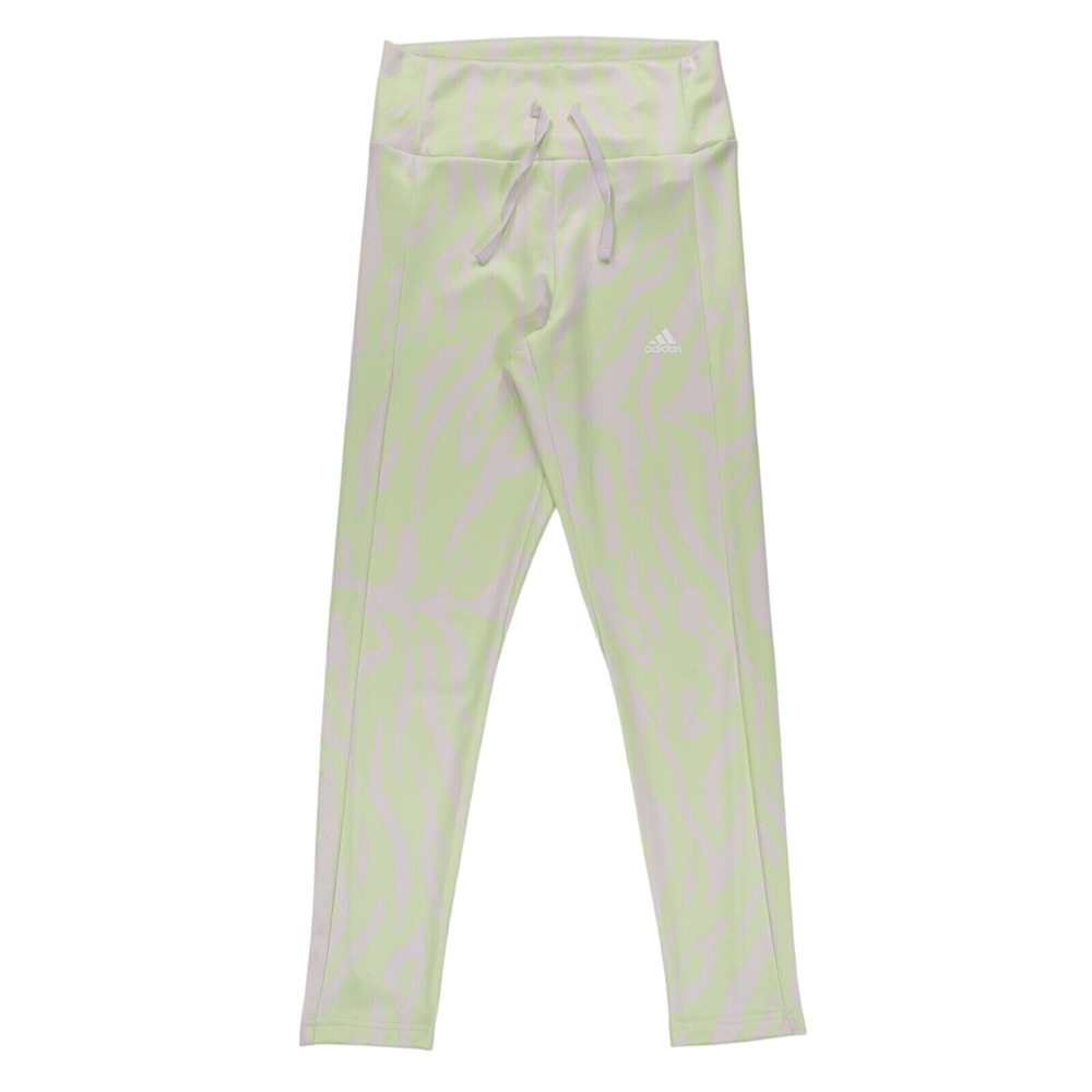Adidas Women's Allover Print Shiny Drawstring Tight Fit Leggings Green Size S‎